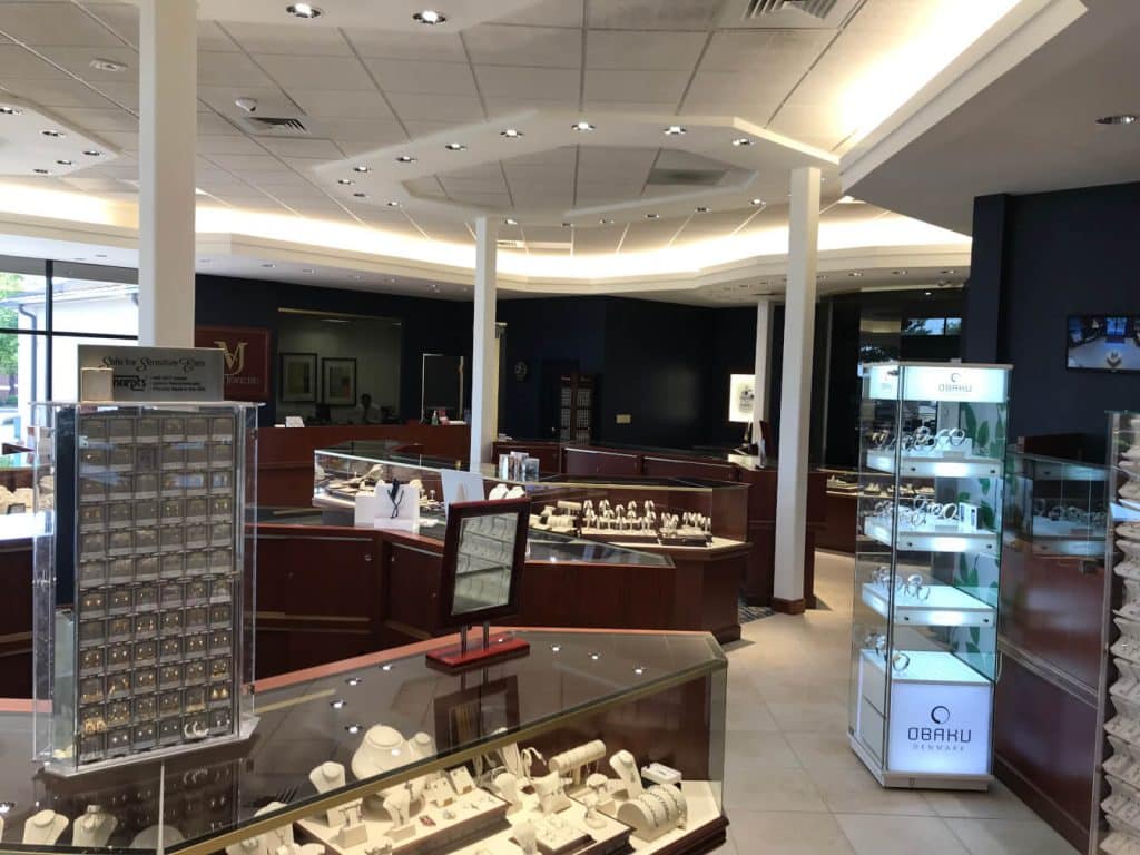 Interior showroom with display cases